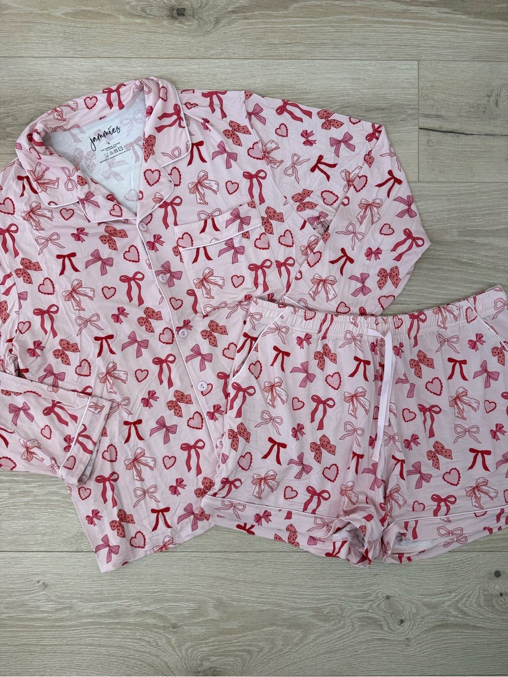 Jammies Pink Bows & Hearts Bamboo Pajama Set